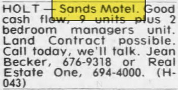 Sands Motel - Aug 1980 Ad (newer photo)
